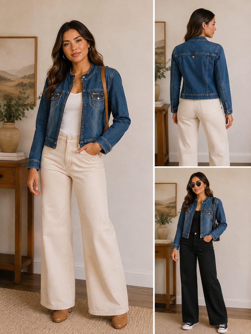 Casual Dark Blue Denim Jean Jacket with Pocket Detail